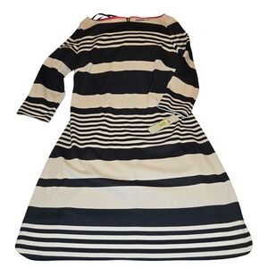 Eliza J Striped Sheath Dress - Black Ivory Career Cocktail Party Size‎ 10